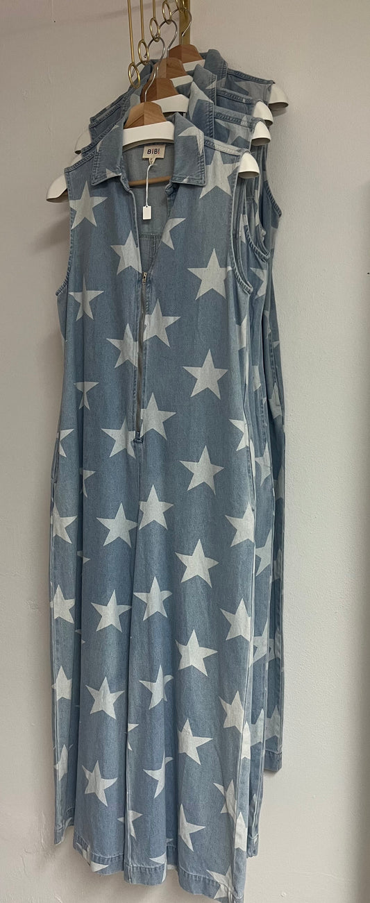 JS 2 Stars Denim Jumpsuit