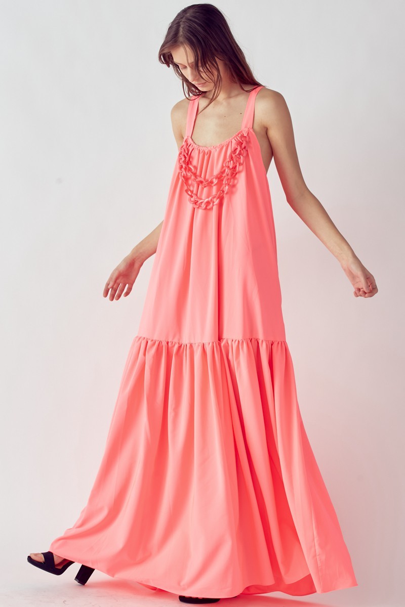 Neon Pink Maxi Dress D 4