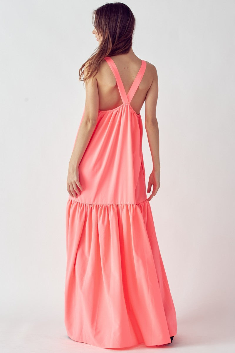 Neon Pink Maxi Dress D 4
