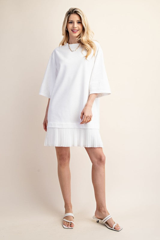 Short Sleeve Jersey Dress with a Chiffon Skirt