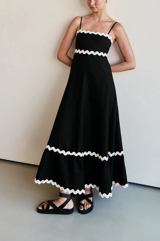 Zig Zag Black and White Maxi Dress