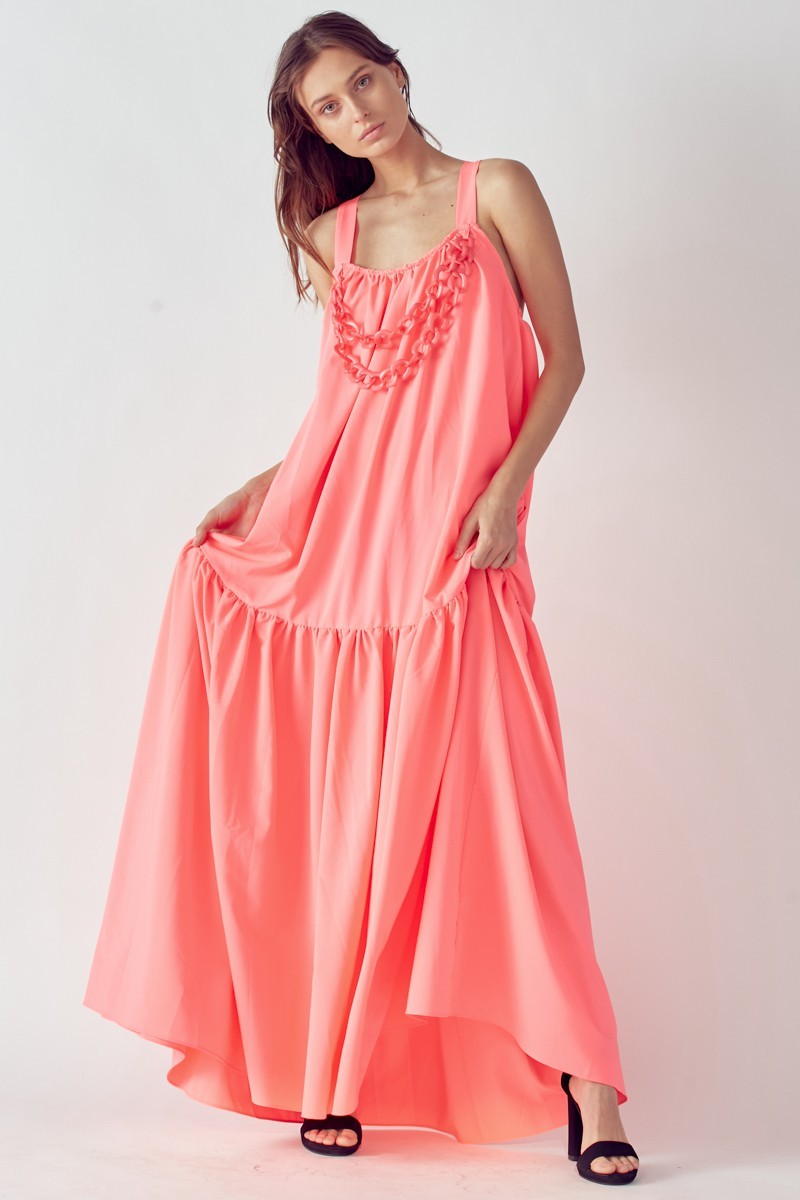 Neon Pink Maxi Dress D 4