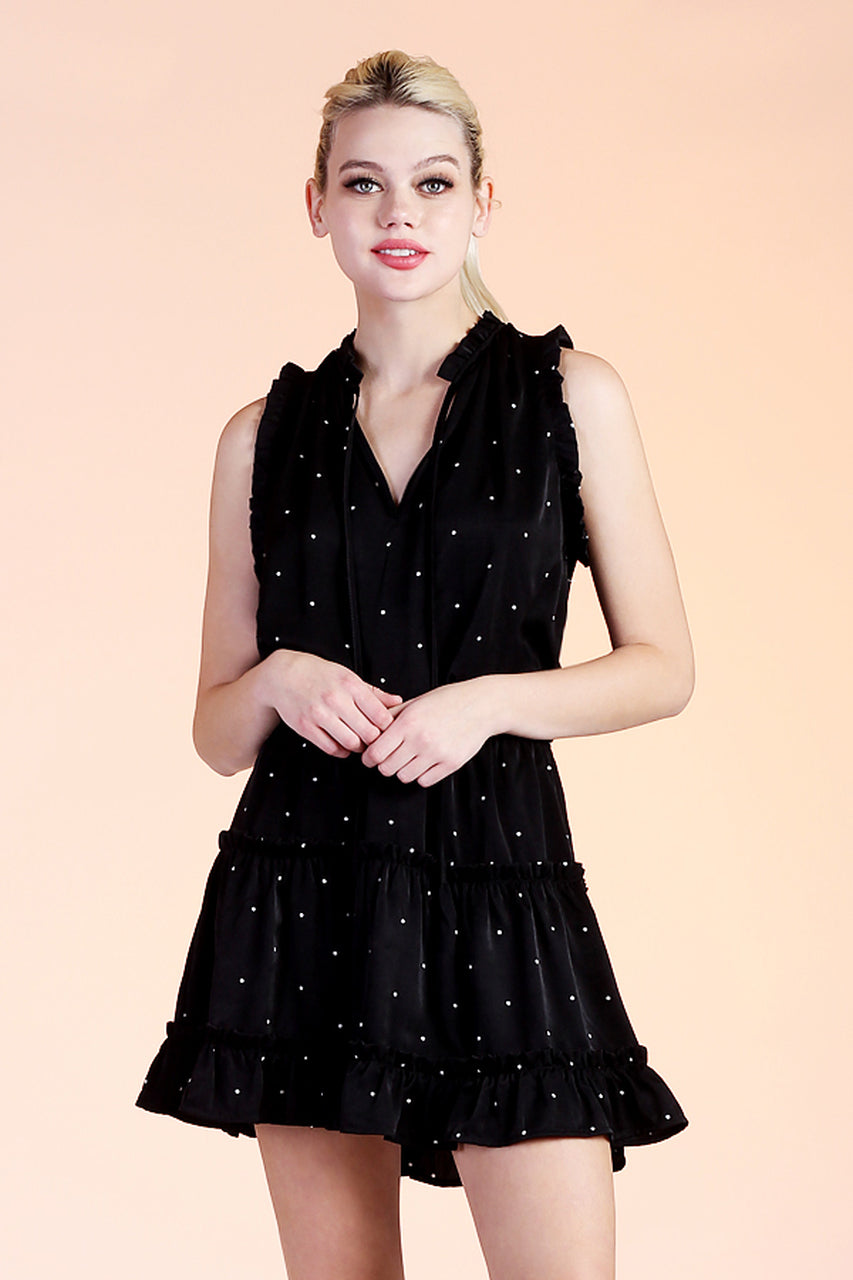 Camellia Black Ruffle Dress / Vestido negro Camelia con volantes