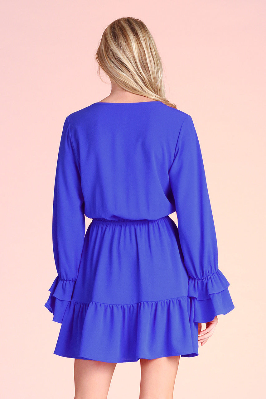 Blue Tulip Dress with Ruffle / Vestido Tulipán azul con volantes